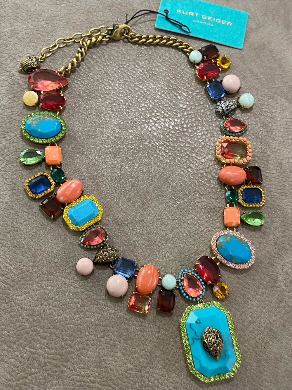 Kurt Geiger Multicolor Statement Necklace with Turquoise Accents - Picture 3 of 6
